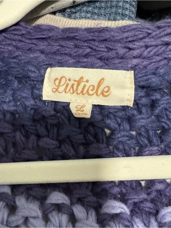 Listicle Hand-Knit Multicolor Stripe Cardigan Sweater - Picture 4 of 4